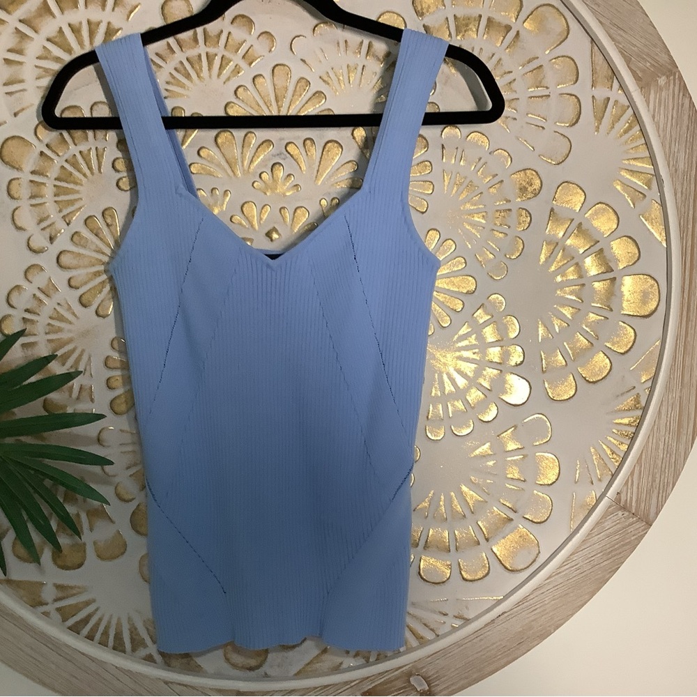 Halogen Light Blue Ribbed Tank Top